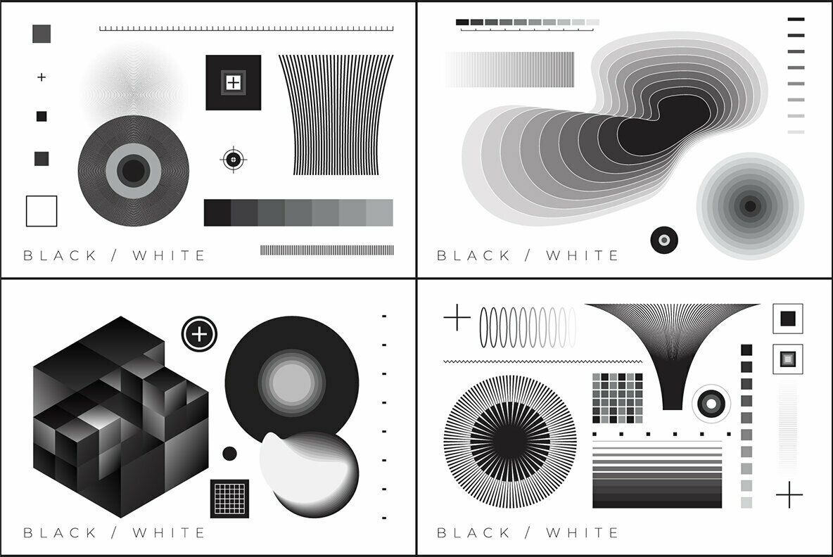B W 100 Vector Abstract Shapes 2
