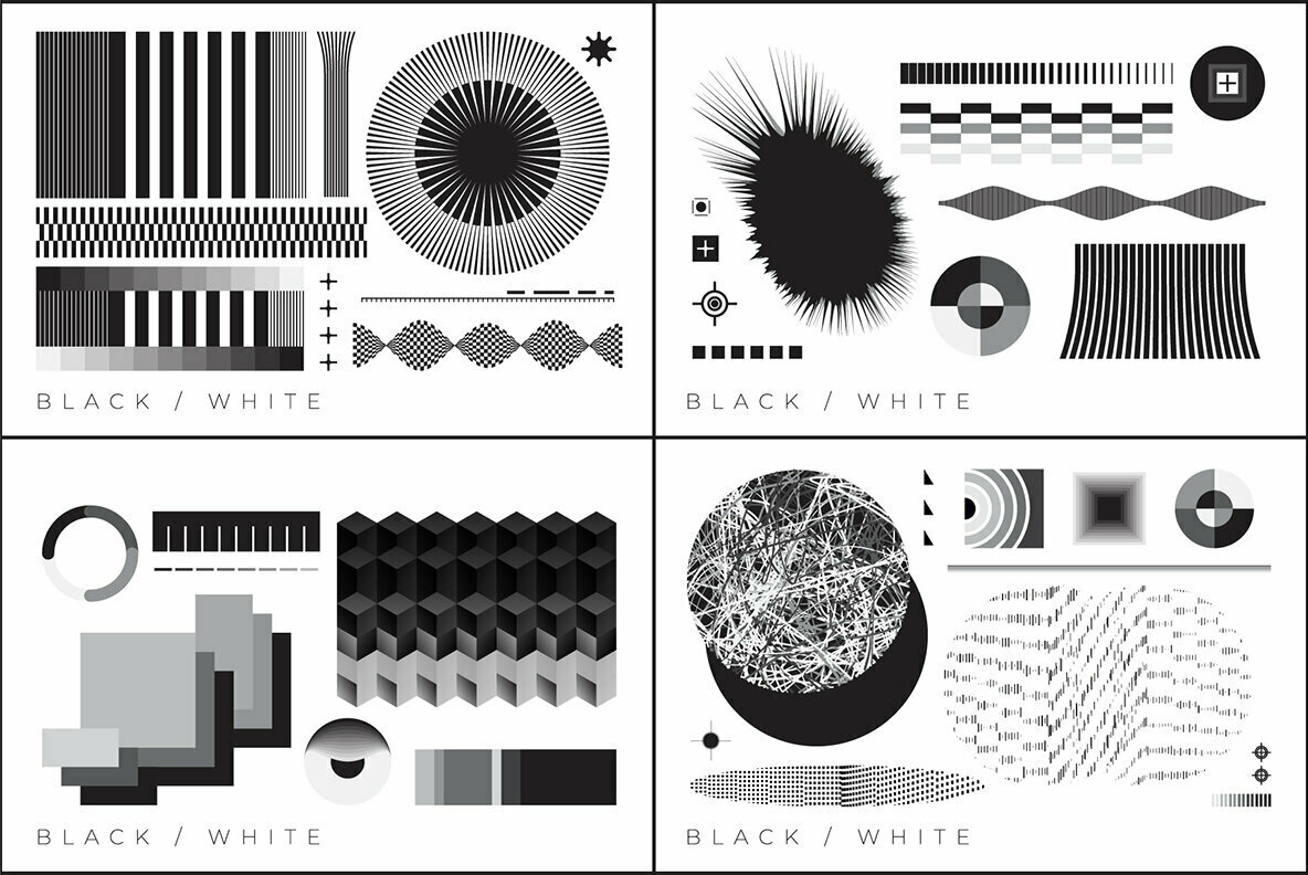 B W 100 Vector Abstract Shapes 3