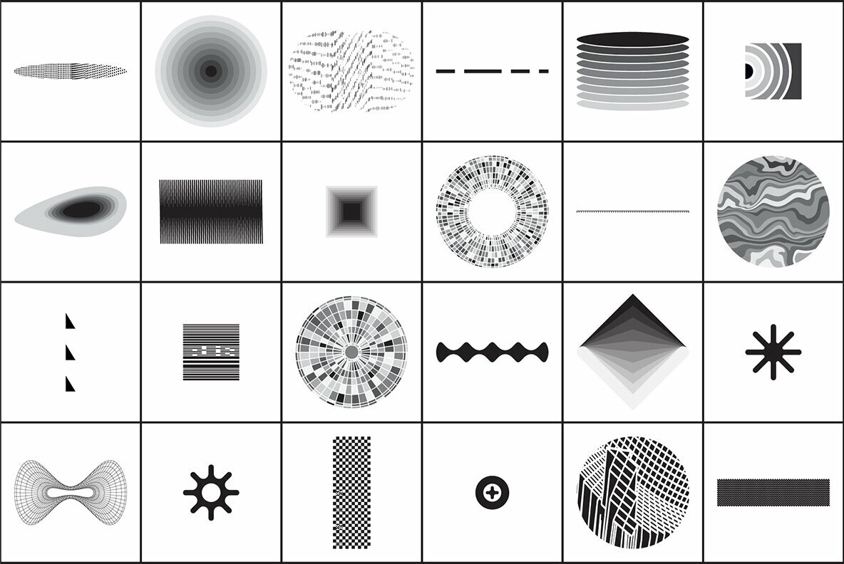 B W 100 Vector Abstract Shapes 5
