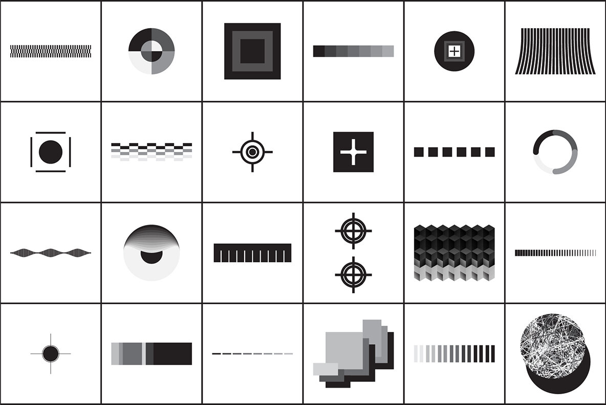 B W 100 Vector Abstract Shapes 6