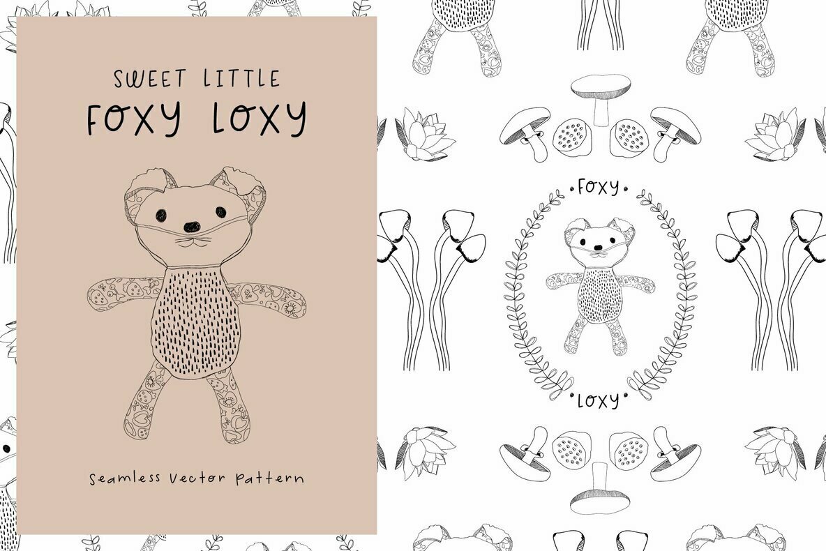 Sweet Little Fox Loxy Seamless Pattern 1