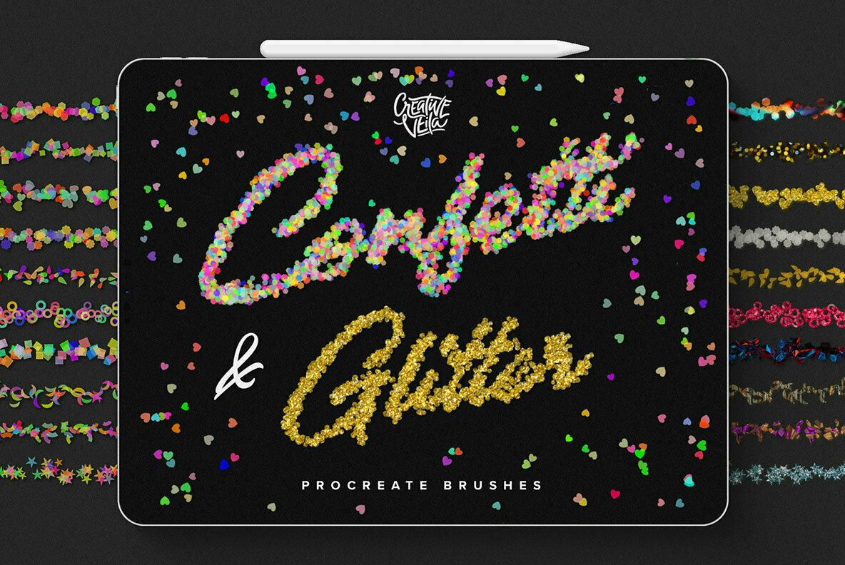 Confetti and Glitter Procreate Brushes Pack Confetti and Glitter Procreate Brushes Pack