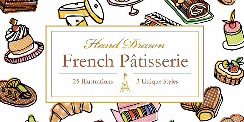 Hand Drawn French Patisserie