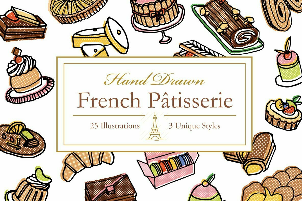 Hand Drawn French Patisserie