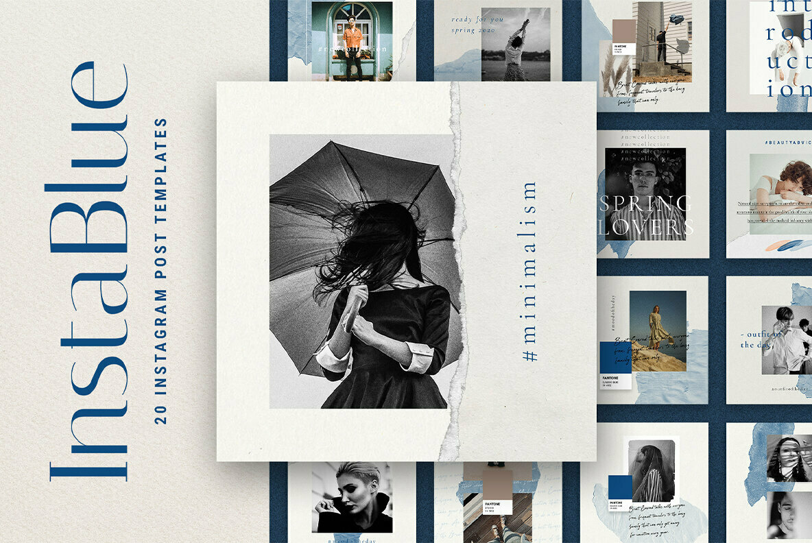 InstaBlue Minimal Instagram Post Templates InstaBlue Minimal Instagram Post Templates