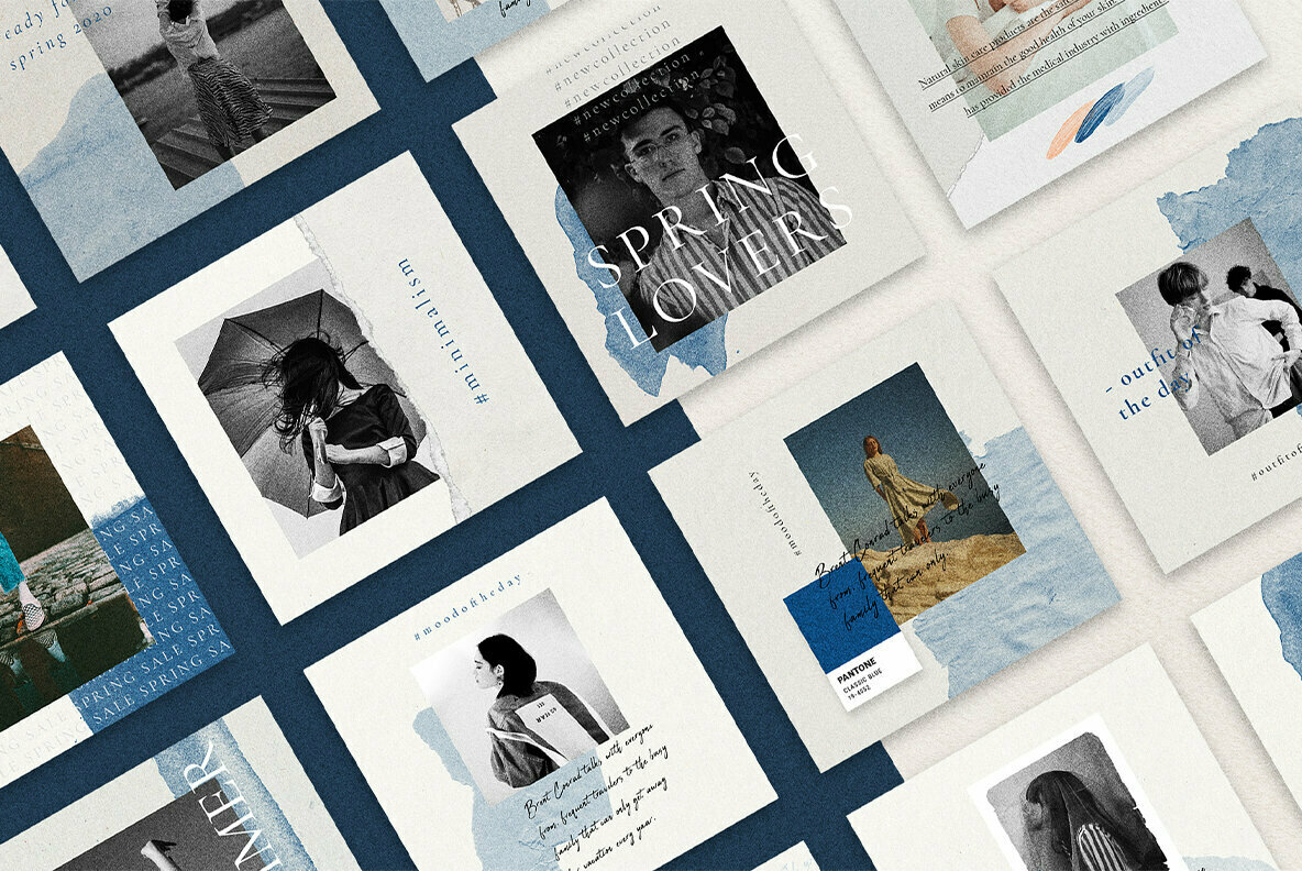 InstaBlue Minimal Instagram Post Templates InstaBlue Minimal Instagram Post Templates