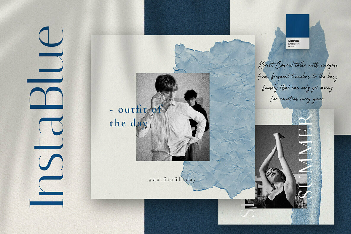 InstaBlue Minimal Instagram Post Templates InstaBlue Minimal Instagram Post Templates