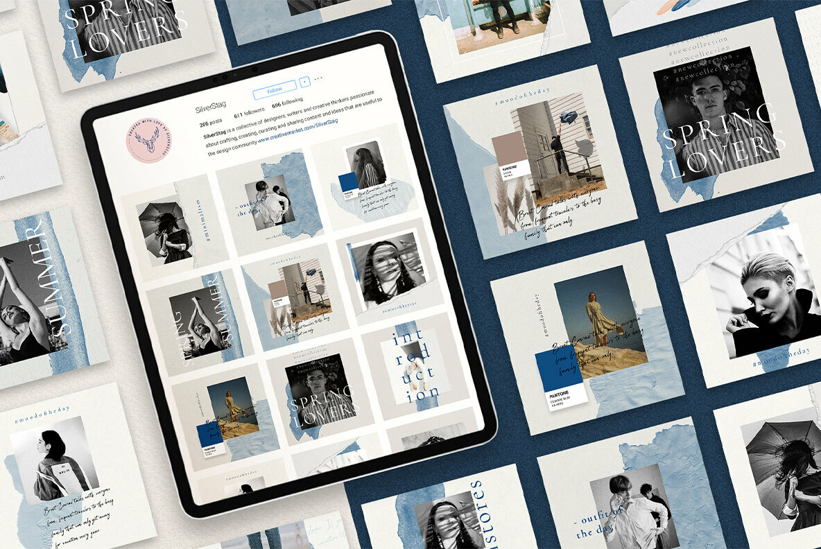 InstaBlue Minimal Instagram Post Templates InstaBlue Minimal Instagram Post Templates