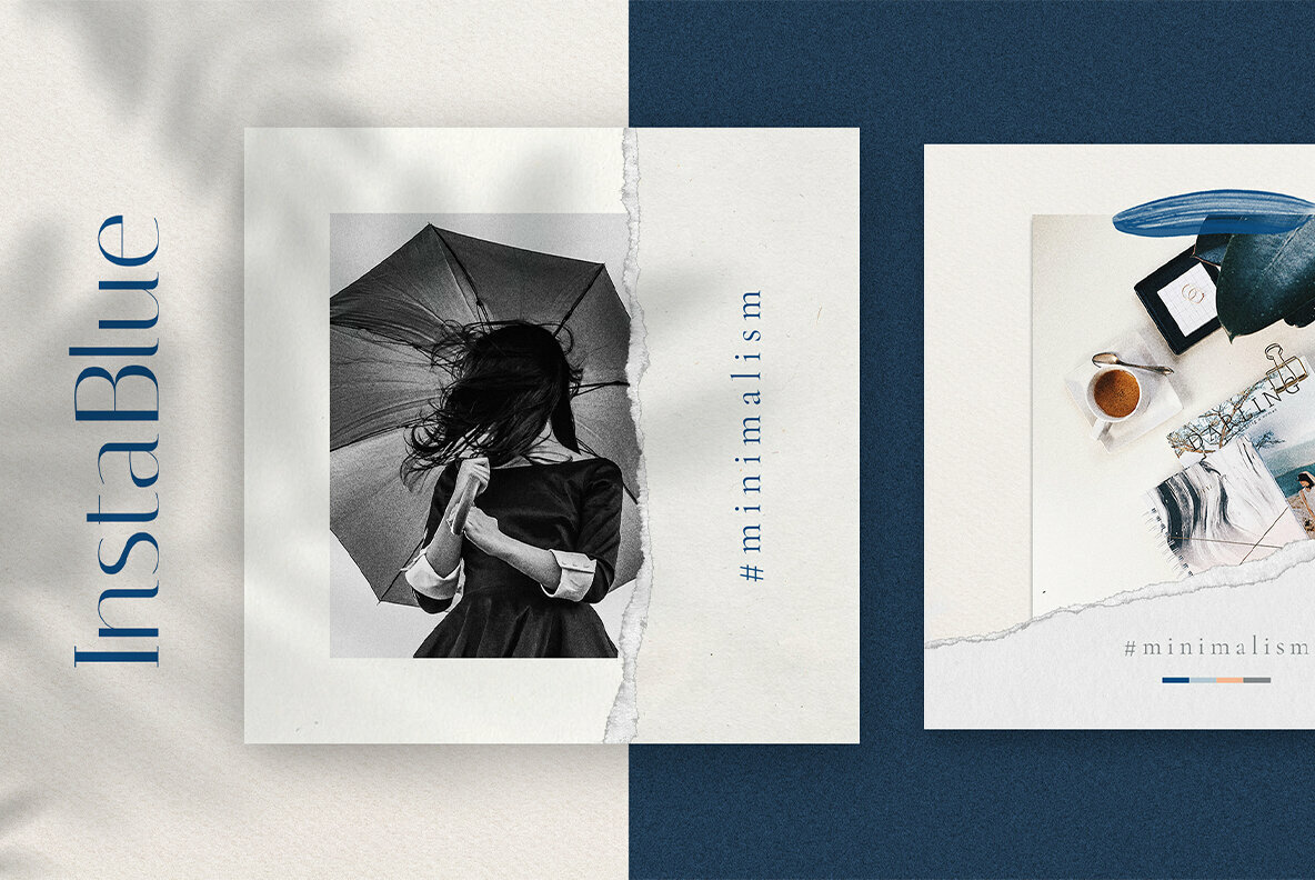 InstaBlue Minimal Instagram Post Templates InstaBlue Minimal Instagram Post Templates