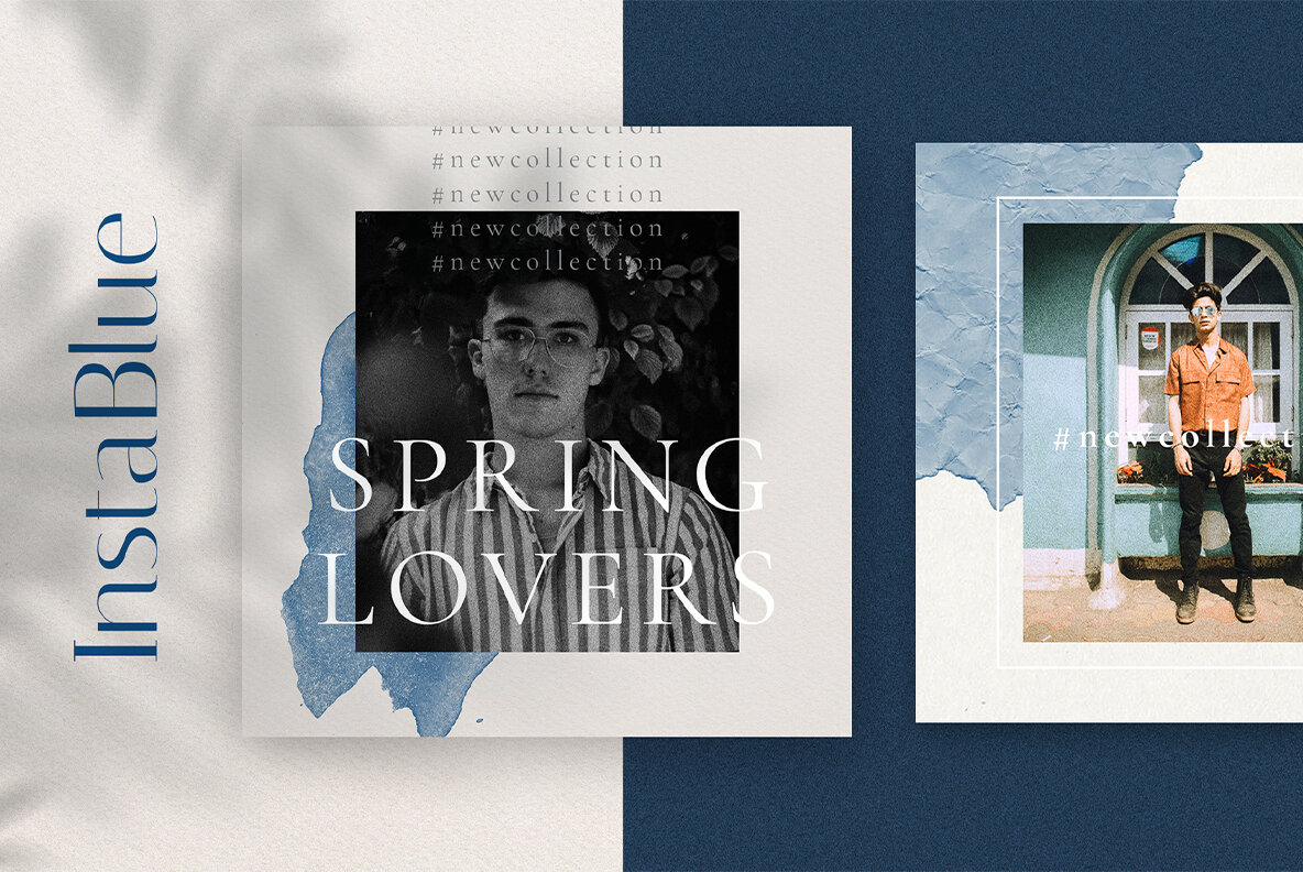 InstaBlue Minimal Instagram Post Templates InstaBlue Minimal Instagram Post Templates