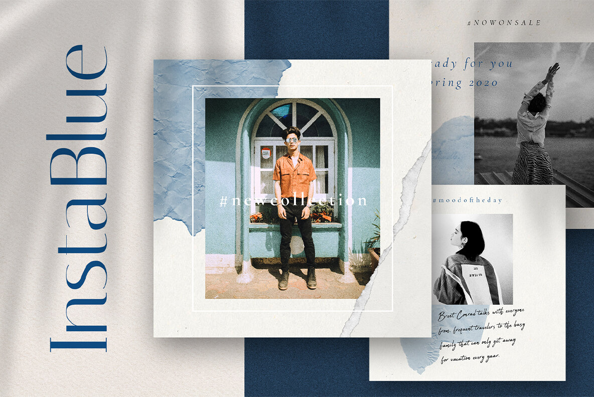 InstaBlue Minimal Instagram Post Templates InstaBlue Minimal Instagram Post Templates