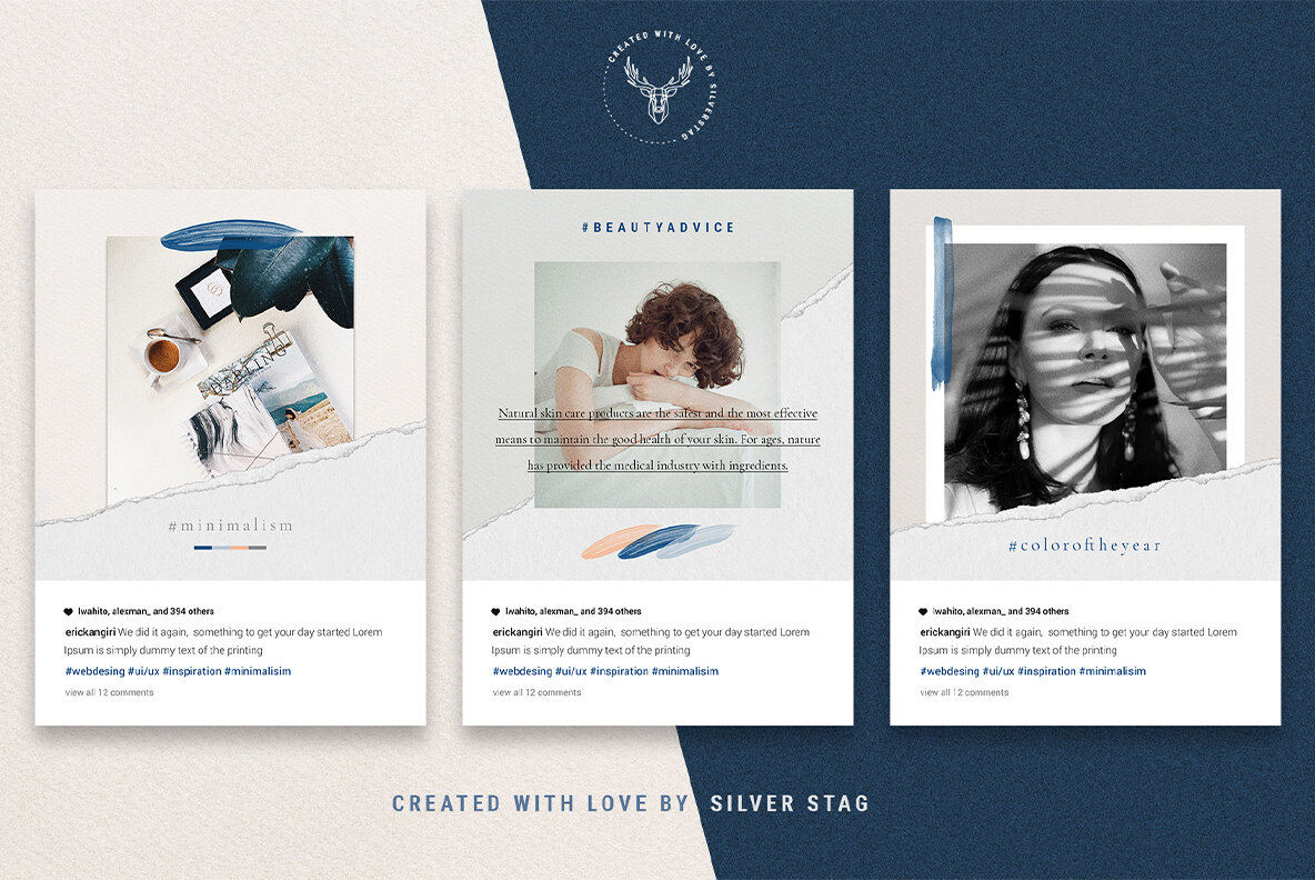 InstaBlue Minimal Instagram Post Templates InstaBlue Minimal Instagram Post Templates