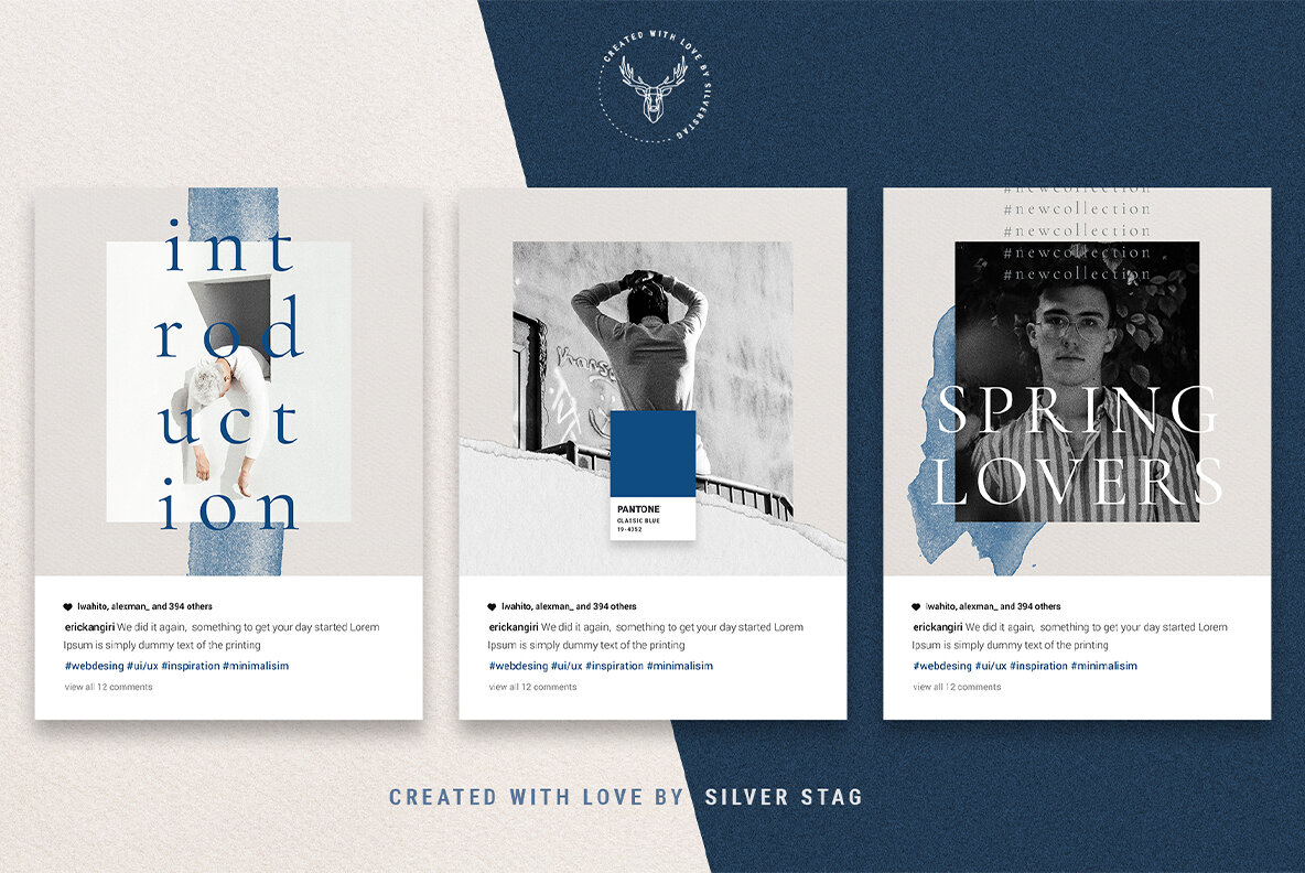 InstaBlue Minimal Instagram Post Templates InstaBlue Minimal Instagram Post Templates