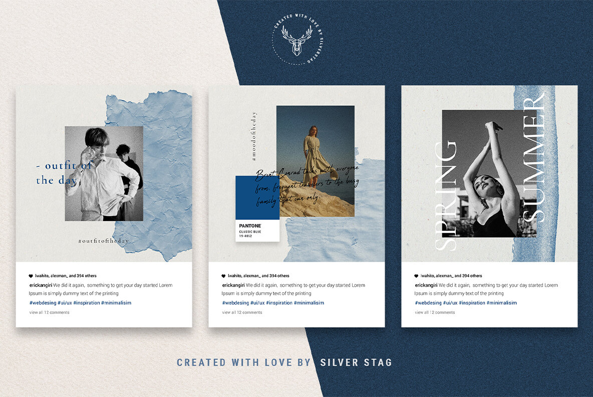 InstaBlue Minimal Instagram Post Templates InstaBlue Minimal Instagram Post Templates
