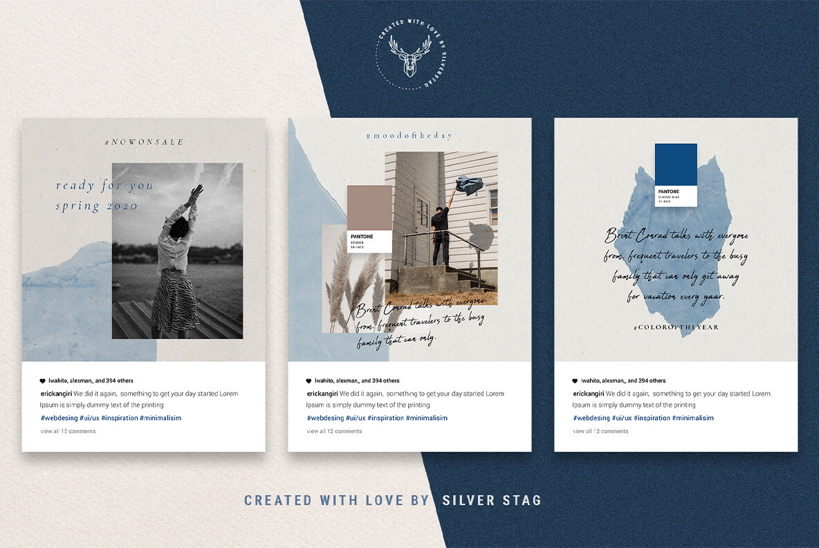 InstaBlue Minimal Instagram Post Templates InstaBlue Minimal Instagram Post Templates