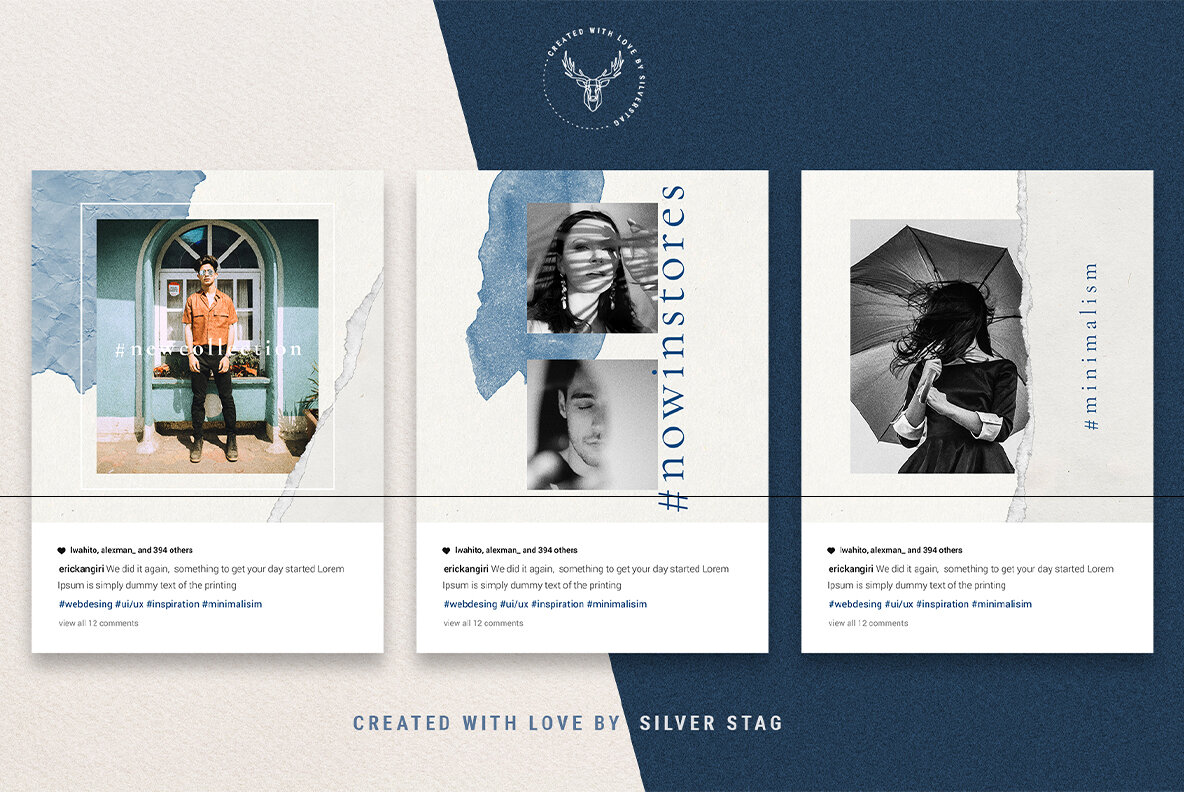 InstaBlue Minimal Instagram Post Templates InstaBlue Minimal Instagram Post Templates