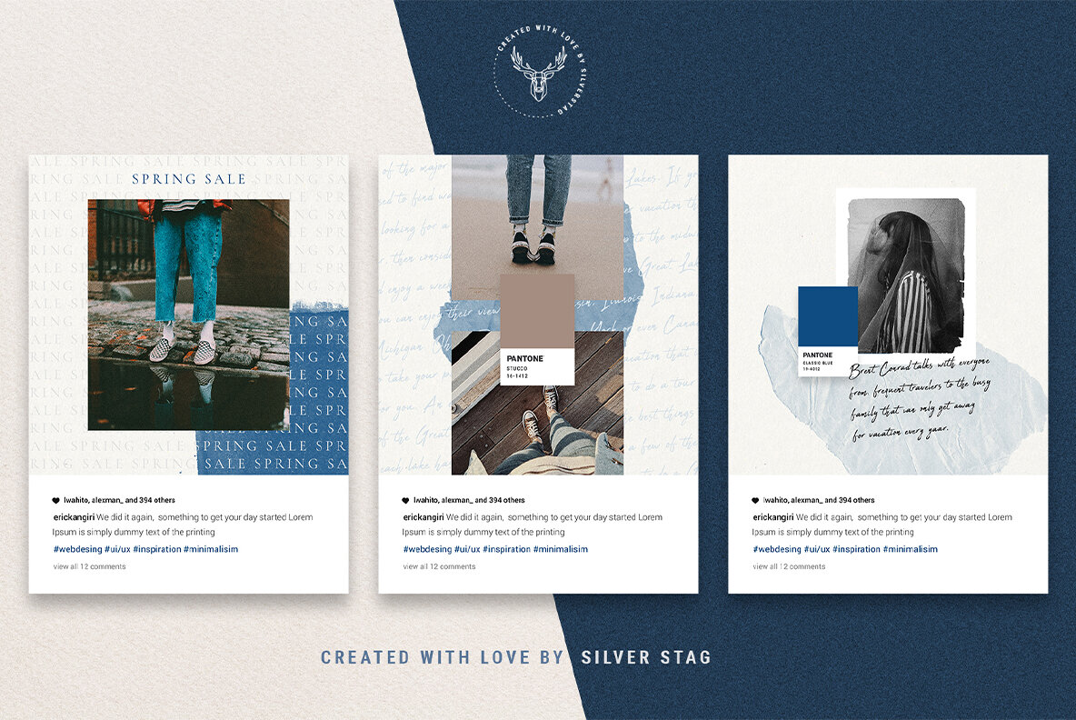 InstaBlue Minimal Instagram Post Templates InstaBlue Minimal Instagram Post Templates