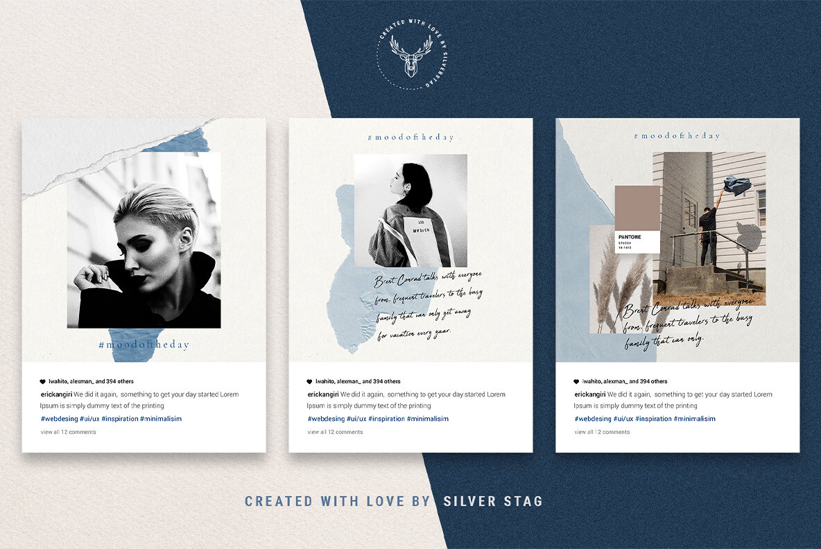 InstaBlue Minimal Instagram Post Templates InstaBlue Minimal Instagram Post Templates