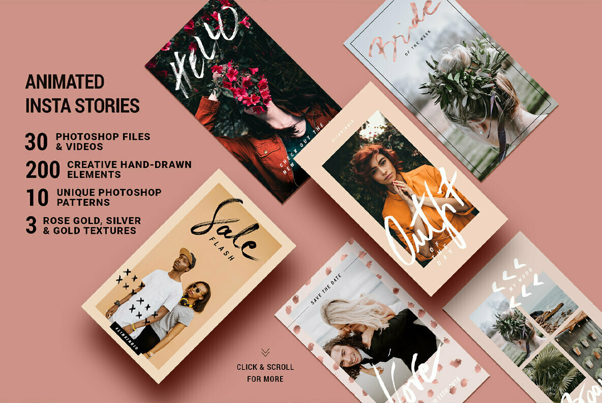 Rose Gold ANIMATED Instagram Stories Rose Gold ANIMATED Instagram Stories