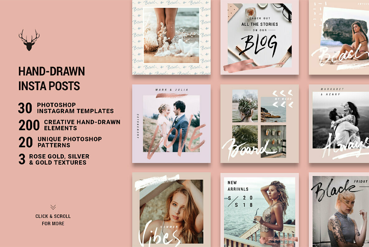 Rose Gold Hand Drawn Instagram Posts Rose Gold Hand Drawn Instagram Posts