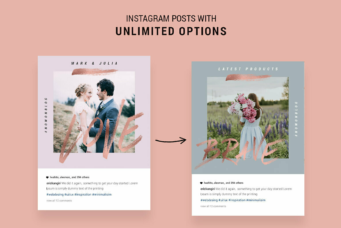 Rose Gold Hand Drawn Instagram Posts Rose Gold Hand Drawn Instagram Posts