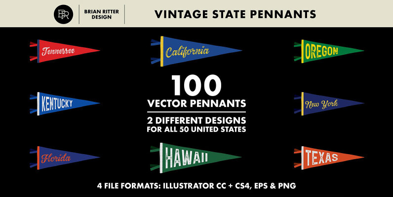 Vintage State Pennants