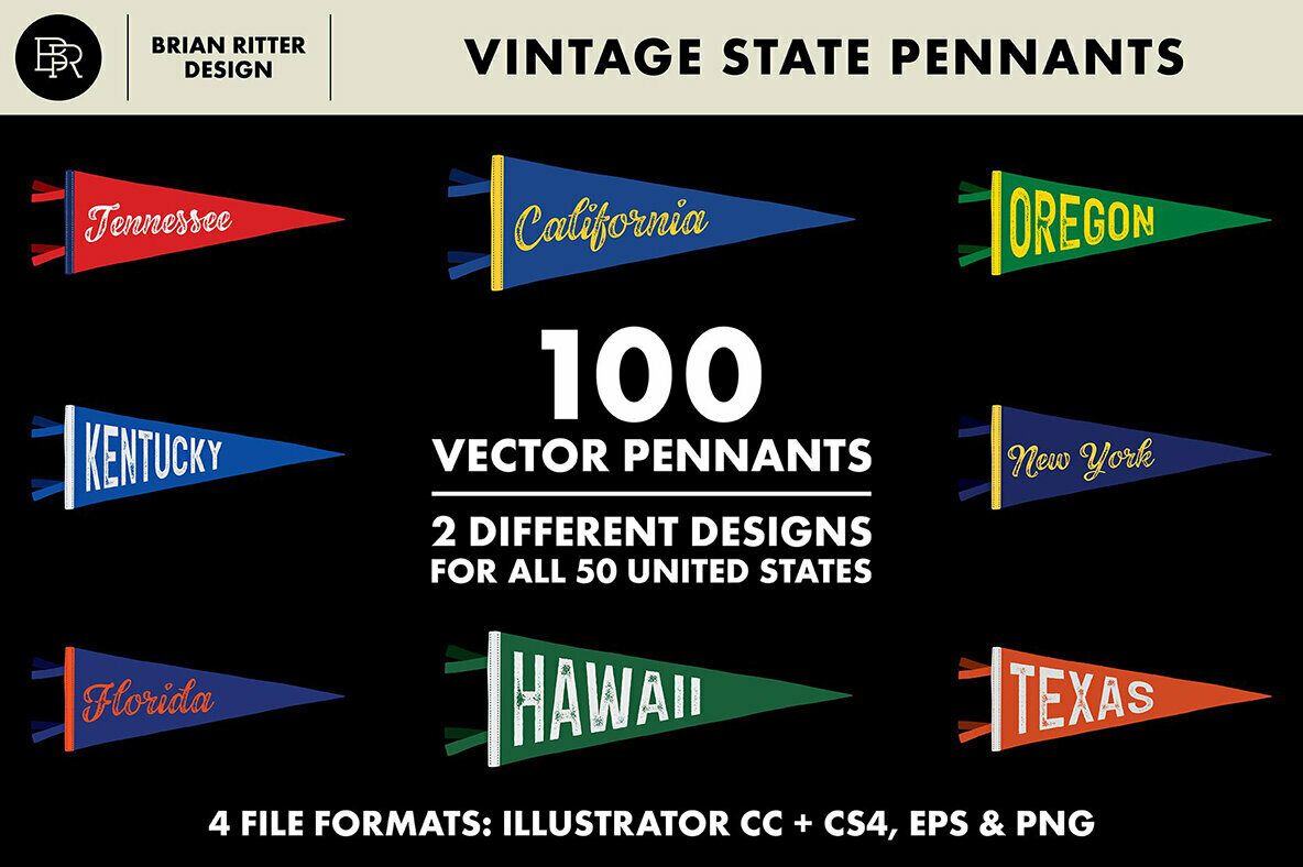 Vintage State Pennants Vintage State Pennants