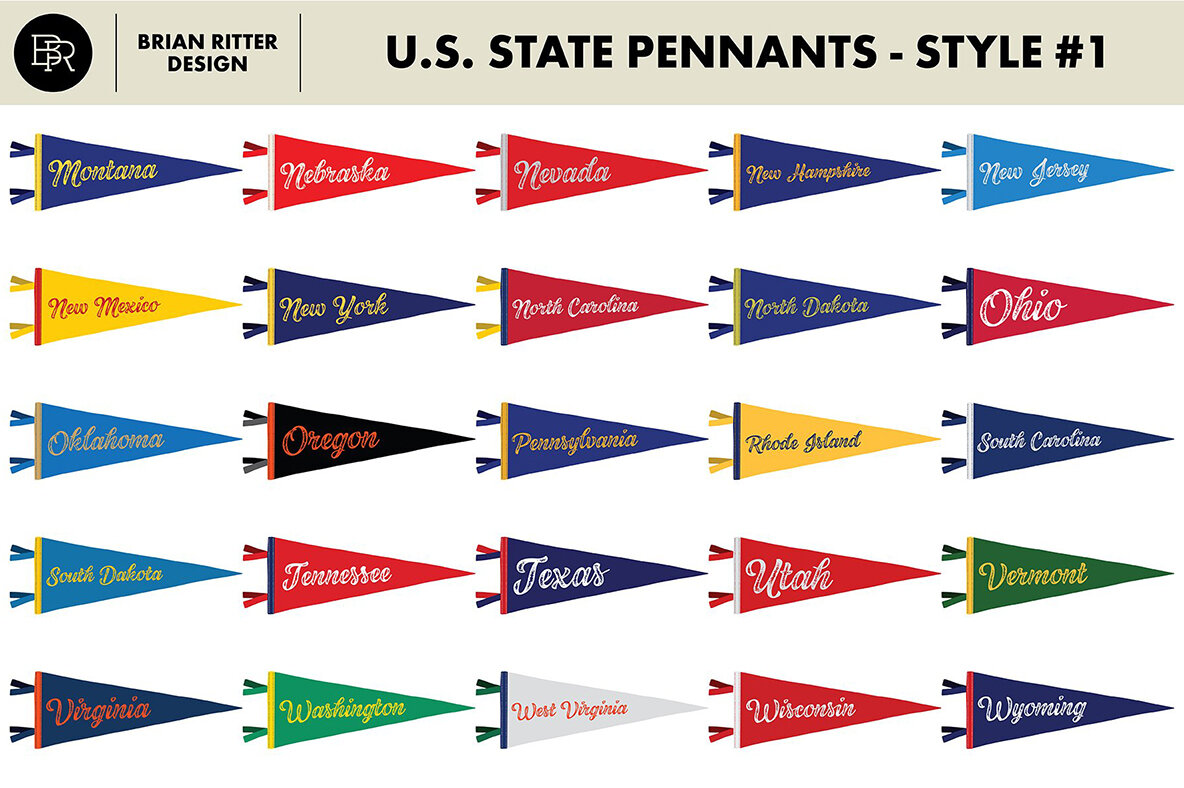 Vintage State Pennants Vintage State Pennants