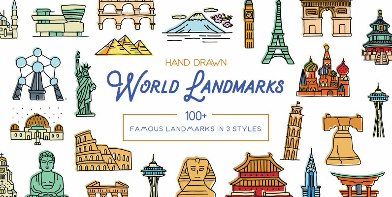 Hand Drawn World Landmarks