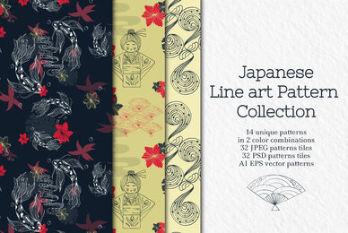 Line art Japanese Pattern Collection