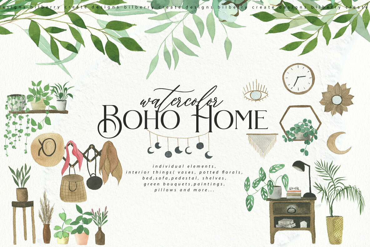 Watercolor Boho Home 1