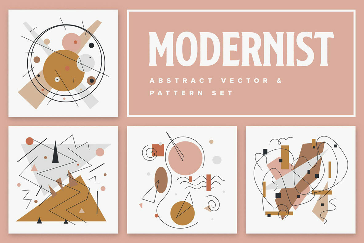 Modernist Abstract Vector and Pattern Set Modernist Abstract Vector and Pattern Set