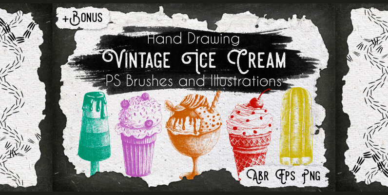 Vintage Ice Cream Ink Brushes