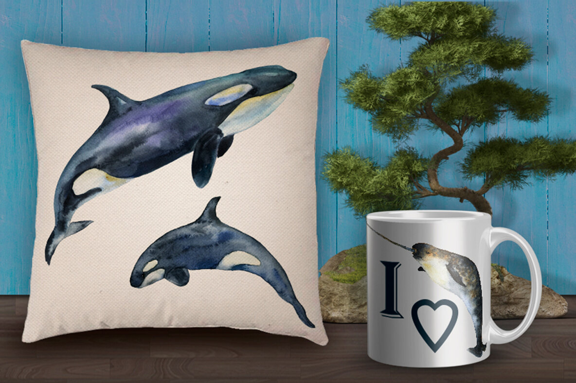 Marine Mammals Watercolor Set Marine Mammals Watercolor Set