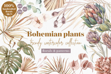 Bohemian Watercolor Plants