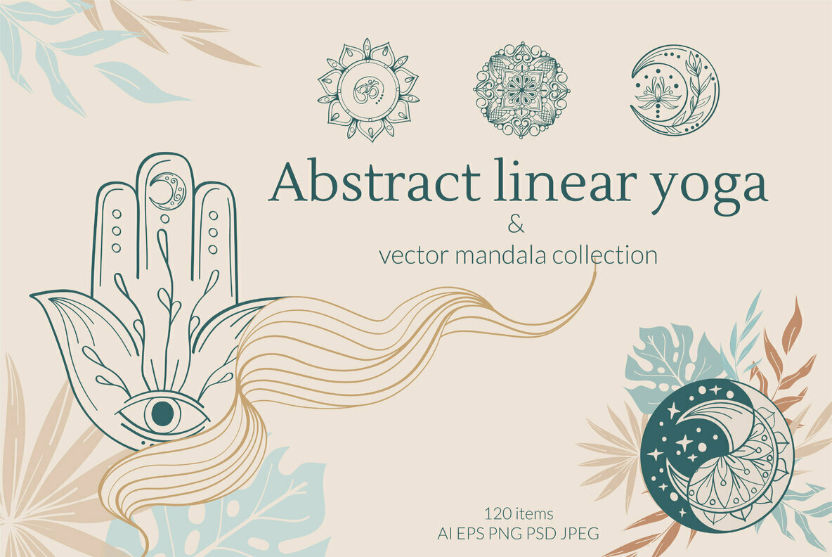 Abstract Linear Yoga and Vector Mandala Collection 1
