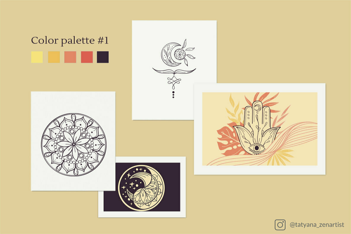 Abstract Linear Yoga and Vector Mandala Collection 2