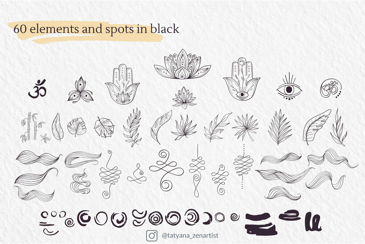 Abstract Linear Yoga and Vector Mandala Collection 5