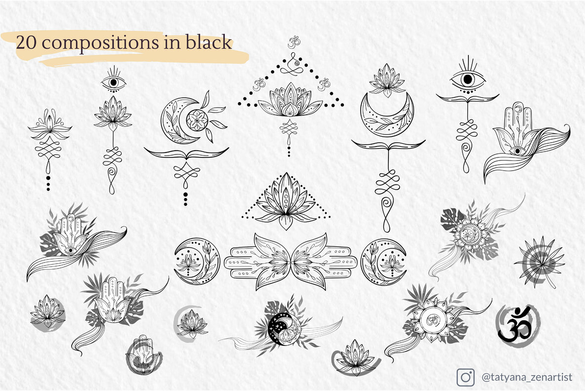 Abstract Linear Yoga and Vector Mandala Collection 6