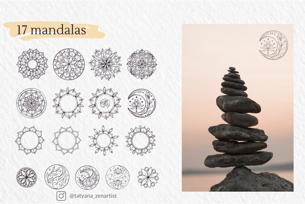 Abstract Linear Yoga and Vector Mandala Collection 7