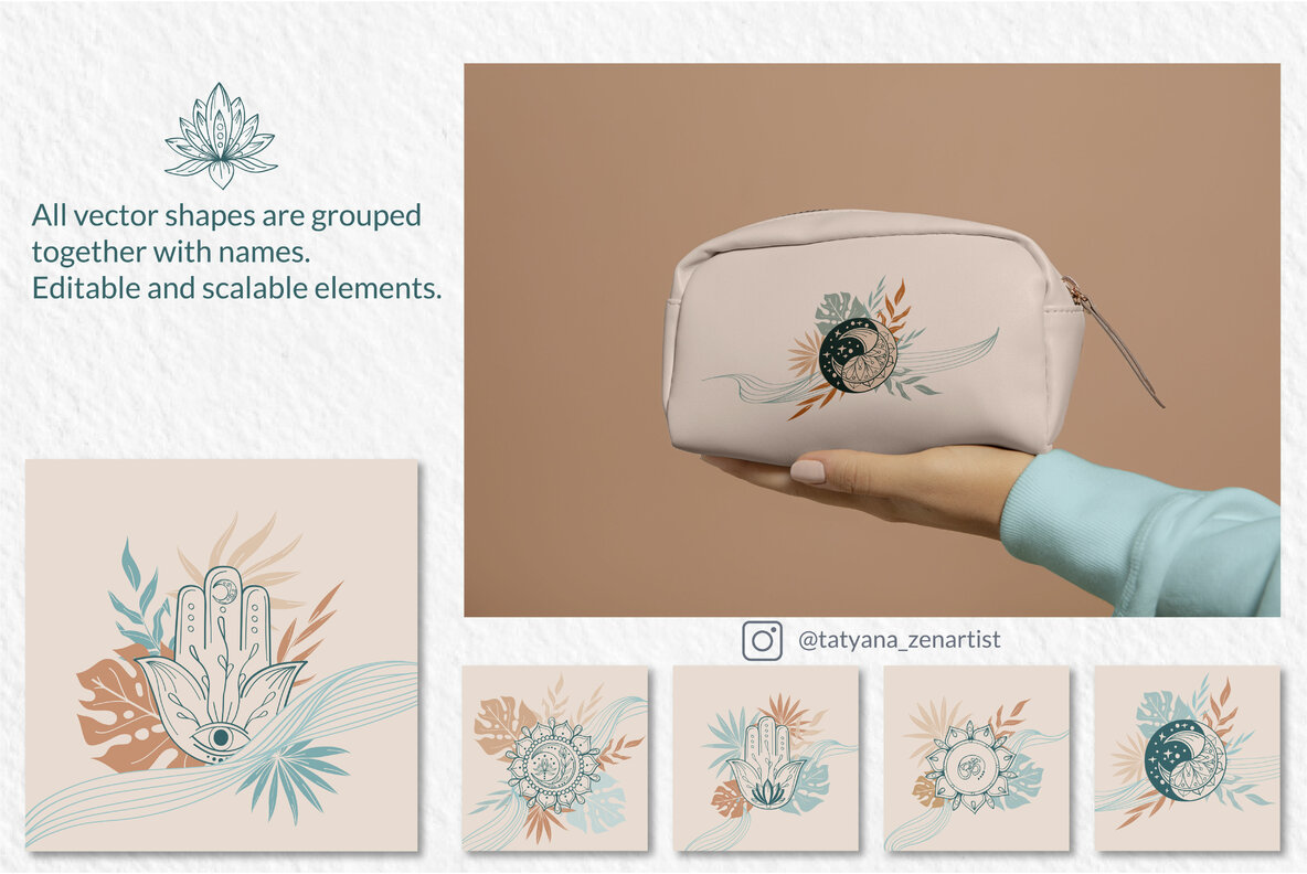 Abstract Linear Yoga and Vector Mandala Collection 10