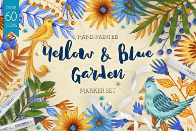 Yellow  Blue Garden Decorative Set