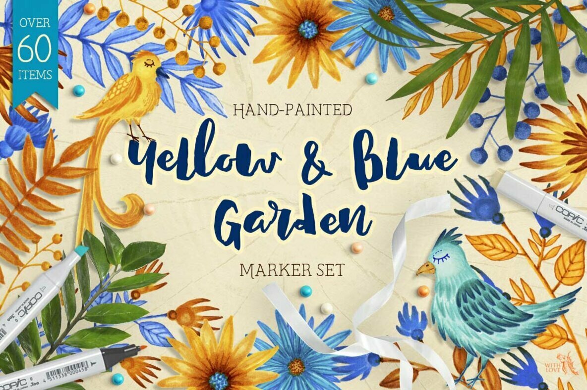 Yellow Blue Garden Decorative Set Yellow Blue Garden Decorative Set