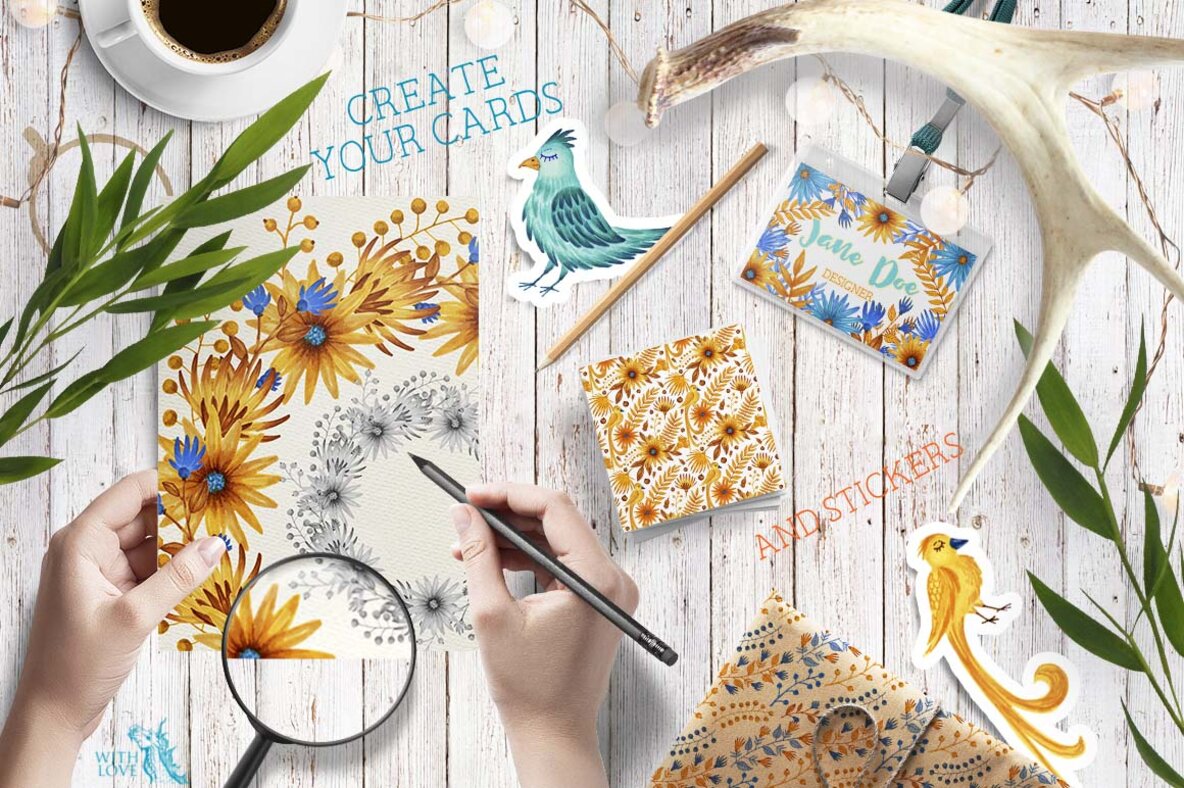 Yellow Blue Garden Decorative Set Yellow Blue Garden Decorative Set