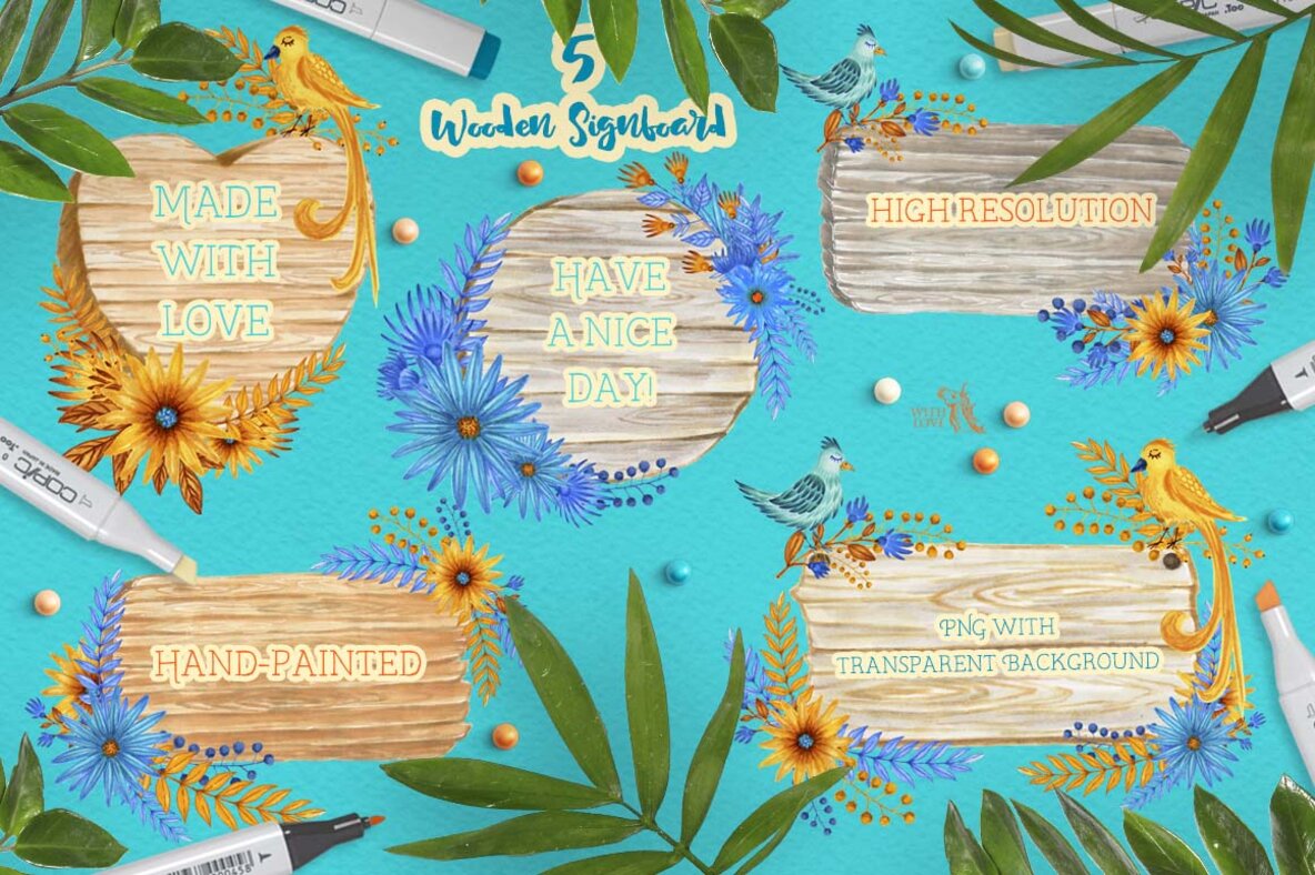 Yellow Blue Garden Decorative Set Yellow Blue Garden Decorative Set