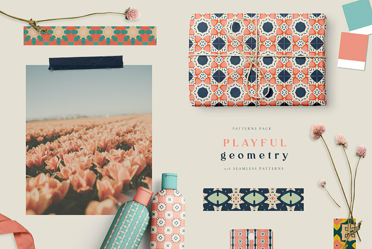 Playful Geometry Seamless Patterns 2