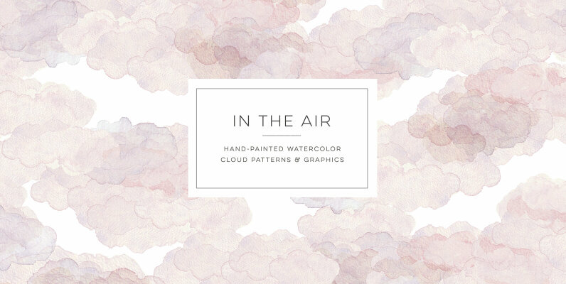 In the Air   Hand Painted Watercolor Cloud Patterns   Graphi