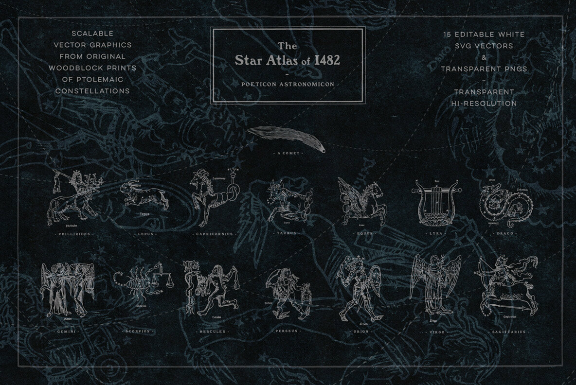 The Star Atlas Golden Set of Astrology Icons Backgrounds The Star Atlas Golden Set of Astrology Icons Backgrounds