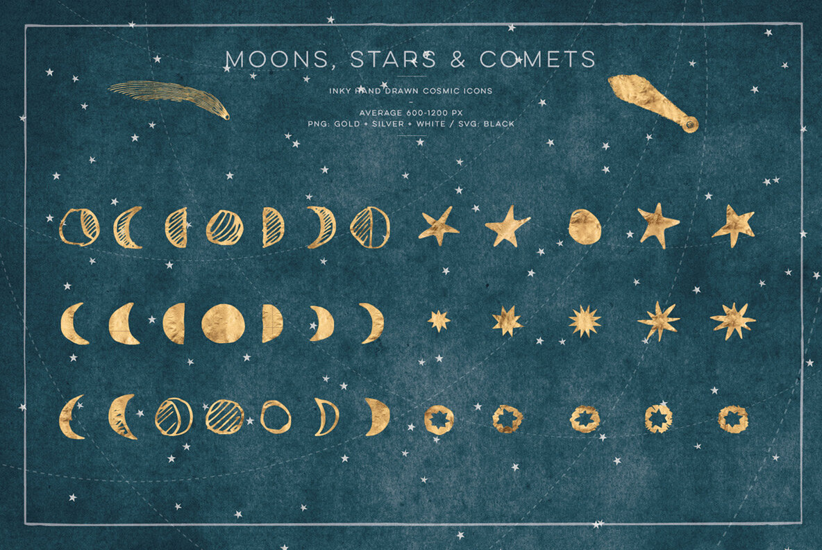 The Star Atlas Golden Set of Astrology Icons Backgrounds The Star Atlas Golden Set of Astrology Icons Backgrounds