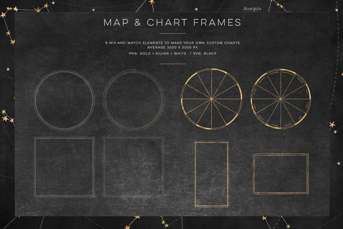 The Star Atlas Golden Set of Astrology Icons Backgrounds The Star Atlas Golden Set of Astrology Icons Backgrounds